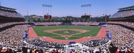 Spectators watching a baseball match, Dodgers vs. Yankees, Dodger Stadium, City of Los Angeles, California, USA Online