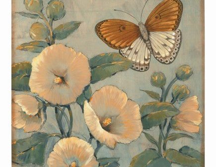 Butterfly & Hollyhocks I Sale