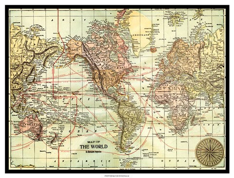 World Map with black border For Discount